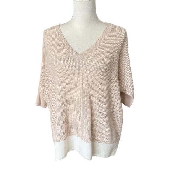 Splendid Short Sleeve Boxy Sweater Wool Blend Lightweight Beige Ivory Women's Sm - Picture 1 of 12